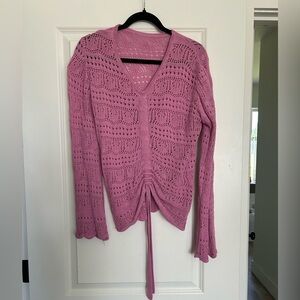 Elegant V-Neck Pink Sweater